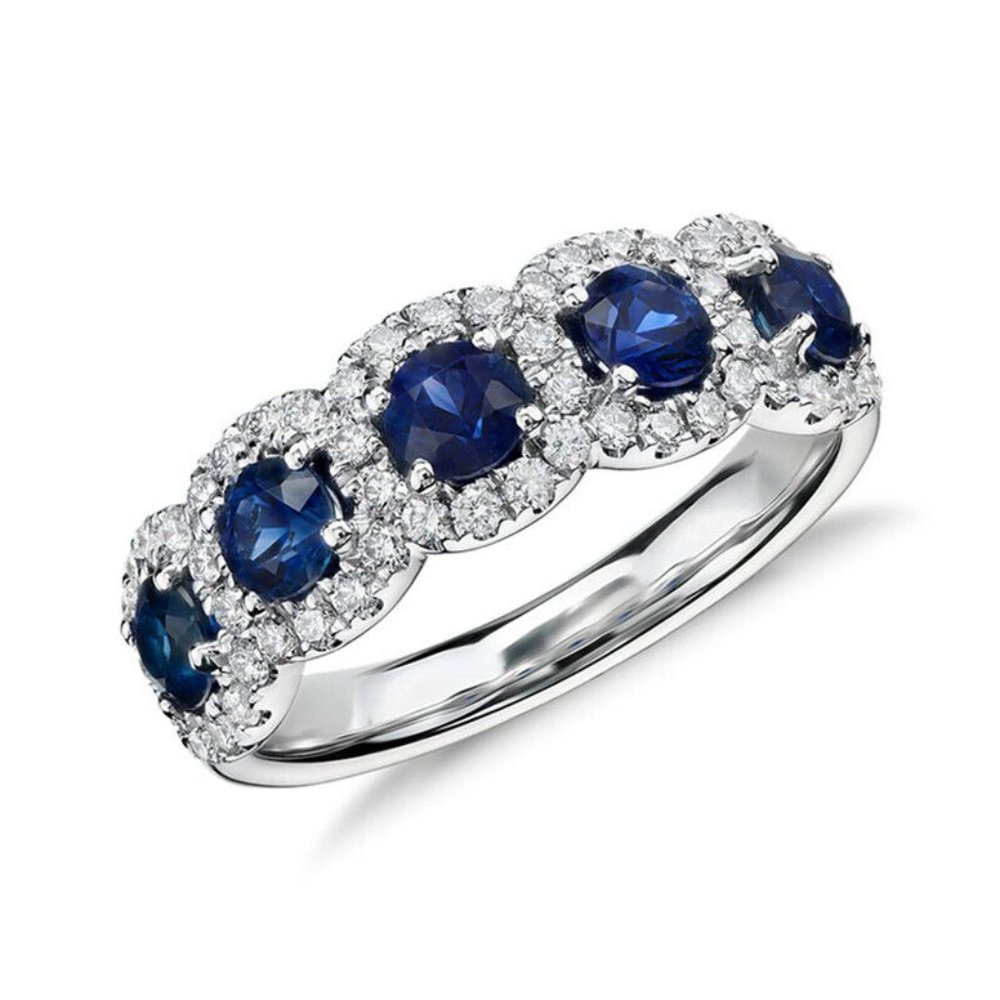 New Beautiful 925 Silver Blue Sapphire Band